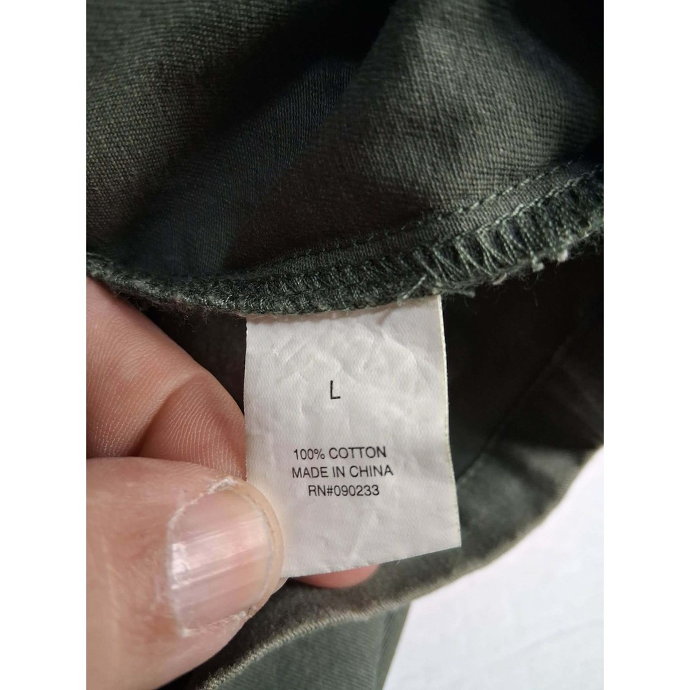 Kendall Kylie Utility Shirt Jacket Green Cotton Size L Button Front Long Sleeve‎ - Picture 4 of 8